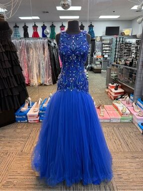 MAC DUGGAL 65375H SIZE 4 COBALT PROM FORMAL PAGEANT DRESS
